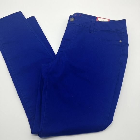 NWT 《 Elle 》 Womens Y2K Low Rise Bright Cobalt Blue Skinny Jeans Legging [16] - Picture 4 of 11